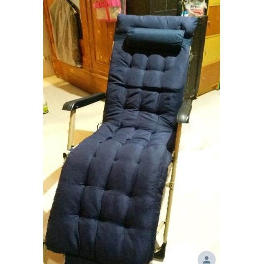 GS8 Kursi Lipat 2 in 1 Kokoh Empuk Kursi Santai Bisa Jadi Bed tempat tidur Piknik Pantai Kursi Tidur Foto asli Bahan kokoh Original Kerja Folding Picnic Chair Zero Gravity  NO15 Sofa Navy Blue