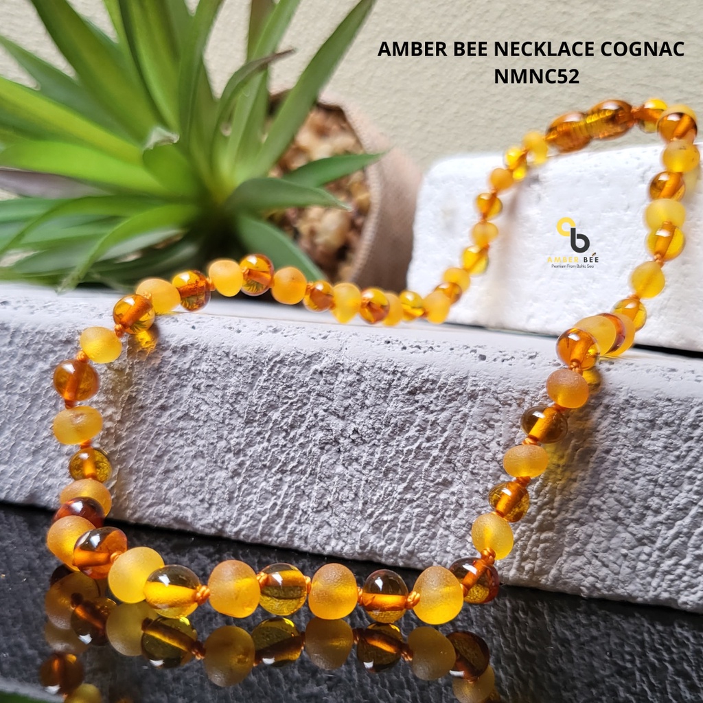 Kalung Amber Pereda Nyeri Tumbuh Gigi Anak Premium Mix Cognac NMNC52 By Amber Bee