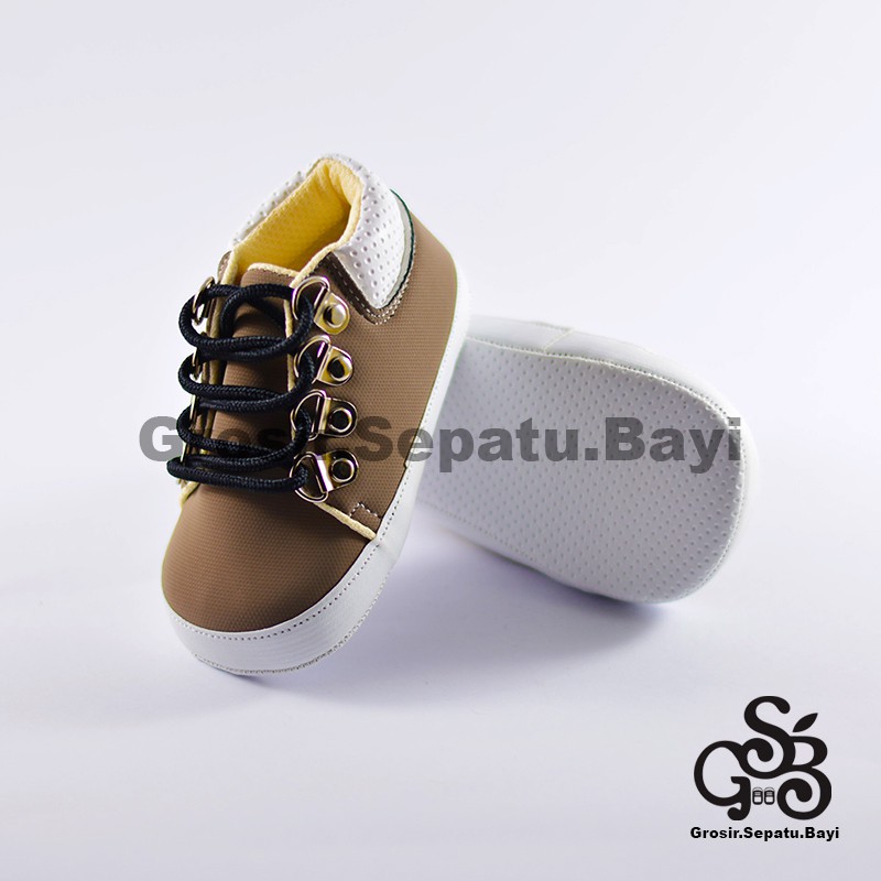 sepatu bayi baby shoes prewalker laki laki umur 2 sampai 14 bulan model edgy tali warna abu-abu