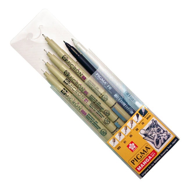 SAKURA Pigma Micron Manga Basic Pen Set of 6