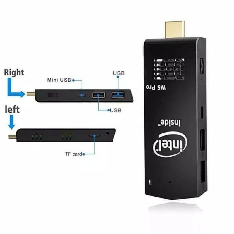 Mini PC Stick W5 Pro 4GB / 64GB Intel X5 HDMI USB 3.0 Windows 10 WIFI