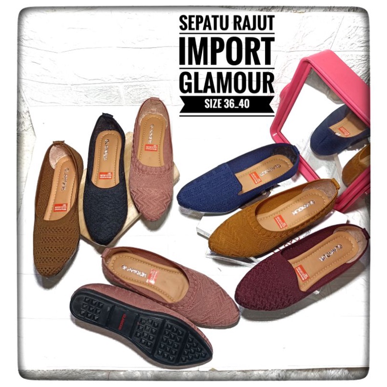 sepatu flat rajut import glamour original