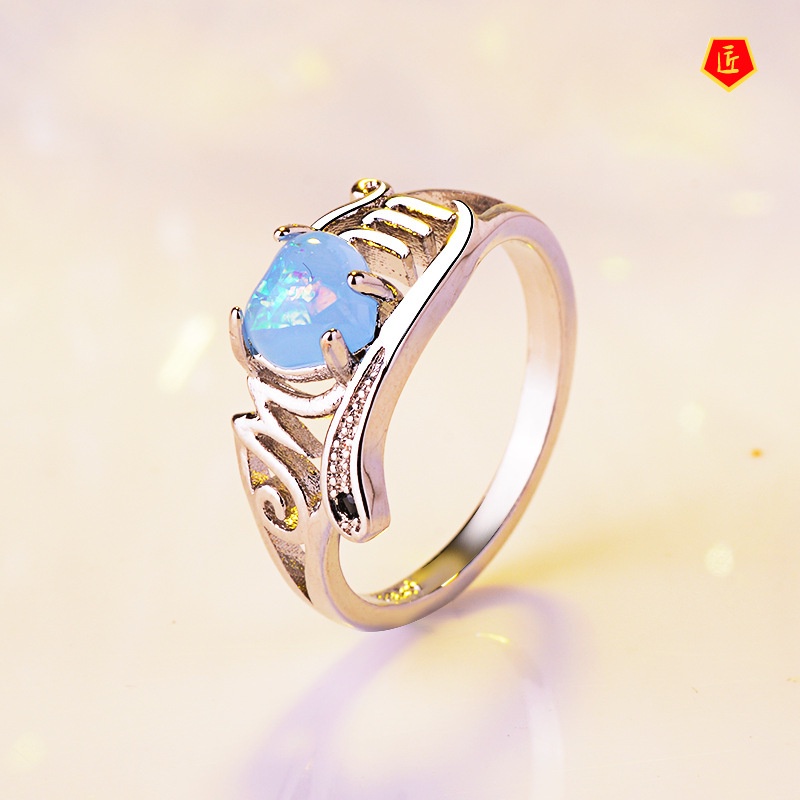 [Ready Stock]Simple Personality Heart-Shaped Opal Ring