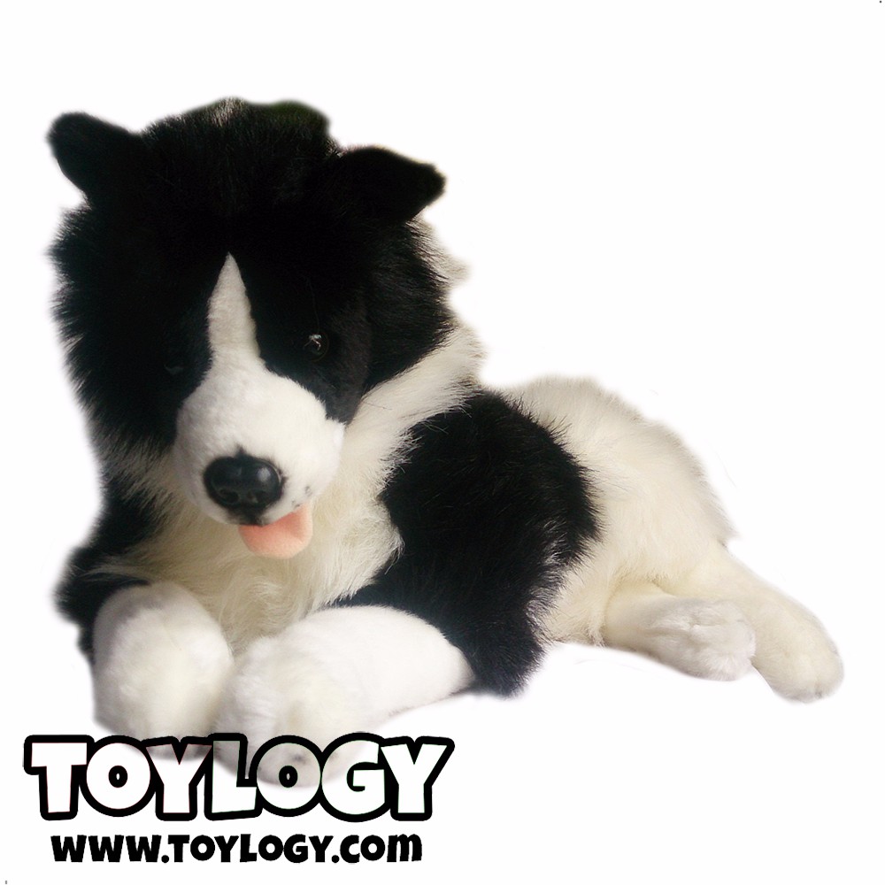 Toys Boneka Hewan Anjing Gembala Lying Border Collie Dog Doll
