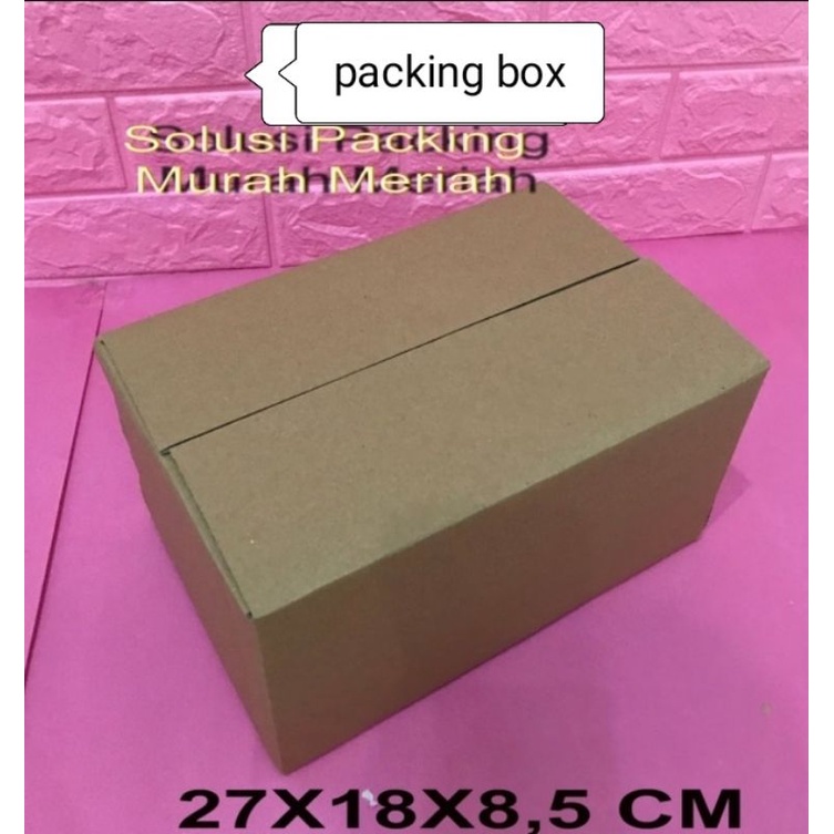

karton/dus UK.27x18x8,5cm.single wall.luar polos dalem ada tulisan/gambar