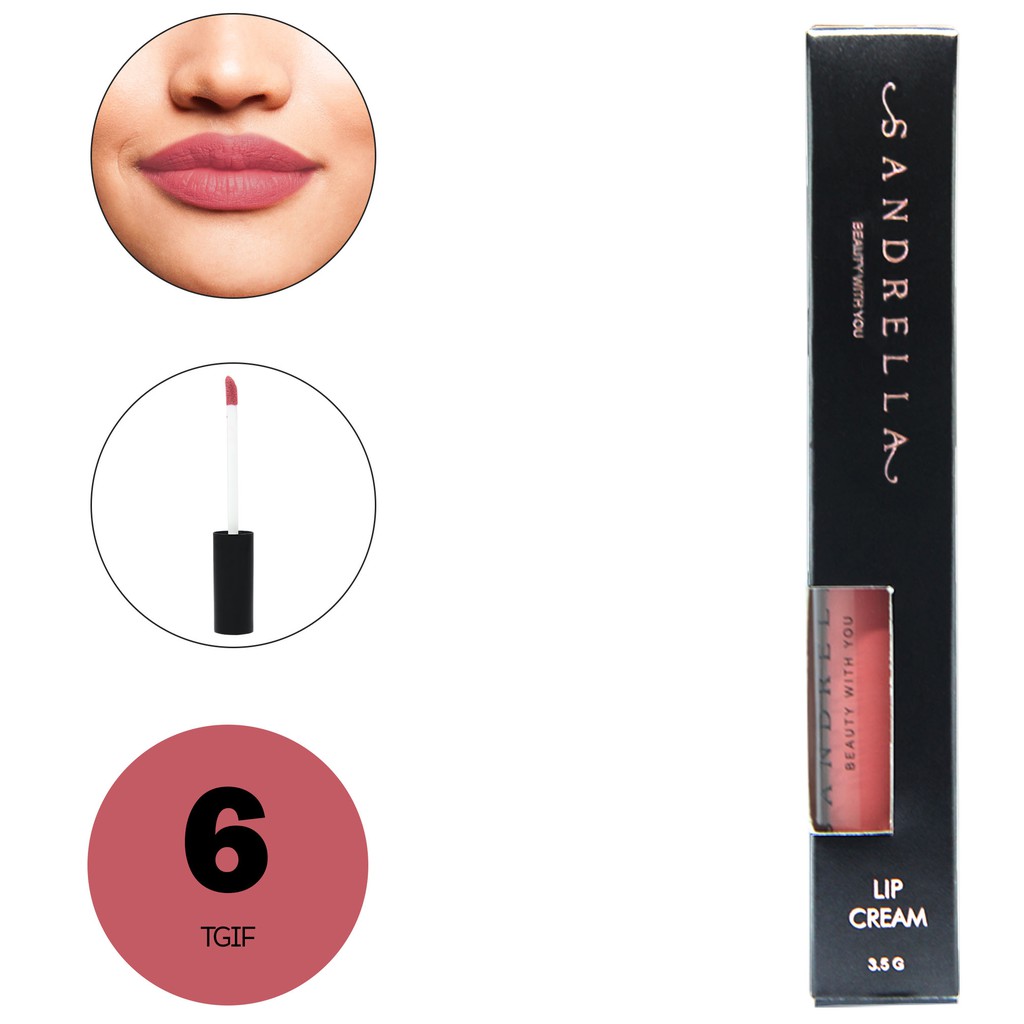 Lip Matte - by Sandrella [Berizin BPOM] - Lip Cream - Lipcream Matte- Lipcream - Tersedia 5 Varian
