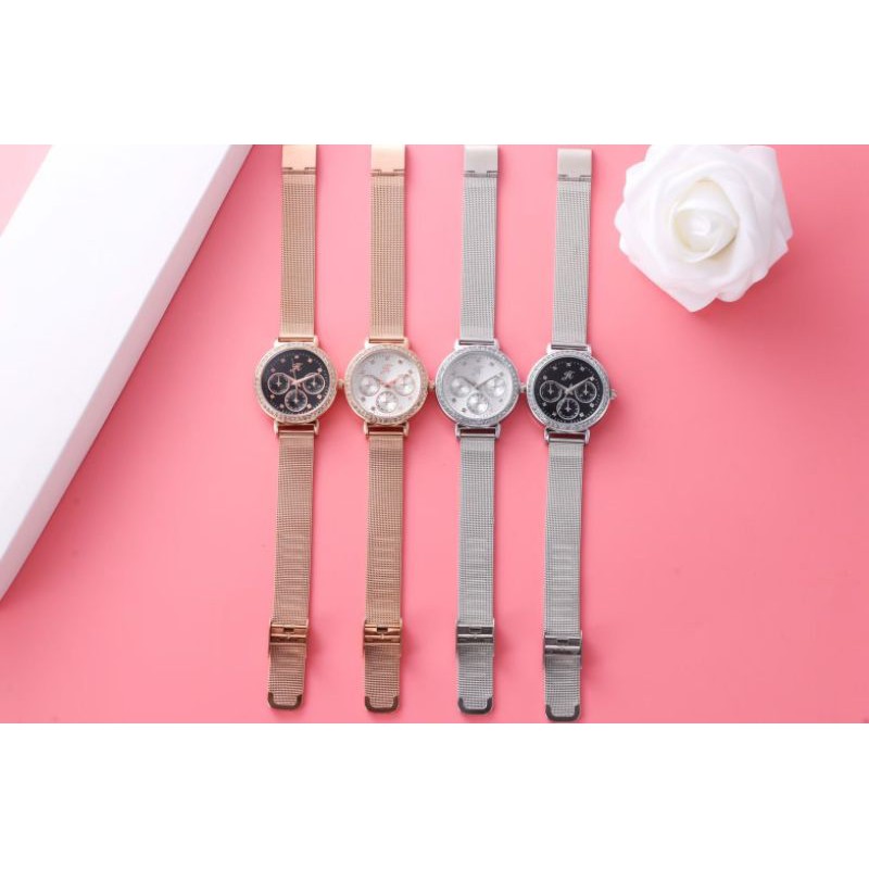 Jam Tangan Wanita Jims Honey 8126 Watch Perempuan Rantai Pasir Mewah Murah Impor Rose Gold Silver
