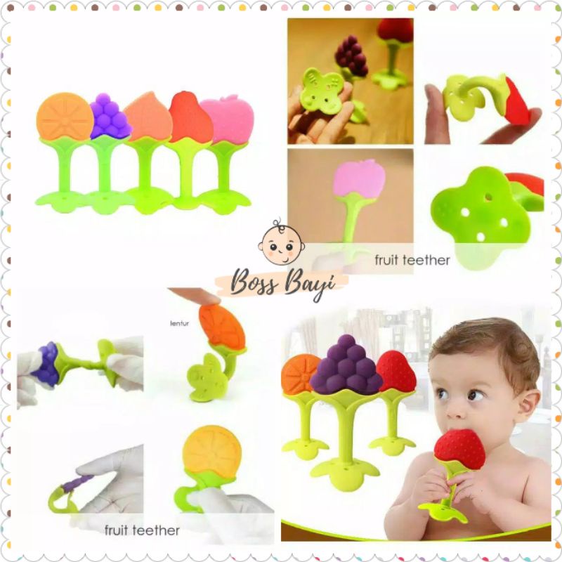 Teether Silicon / Silikon Mainan Gigitan Bayi Bentuk Buah