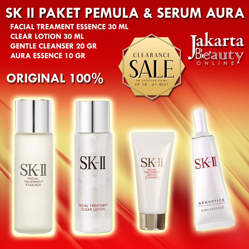 SKII SK II SK-II PAKET FACIAL TREATMENT ESSENCE, CLEAR LOTION, GENTLE CLEANSER DAN AURA ESSENCE