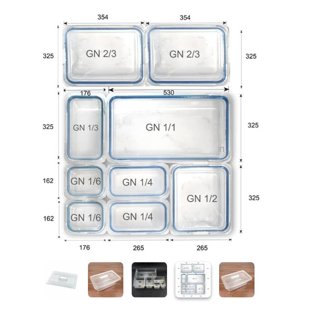 Polycarbonate Tutup Food pan prasmanan ukuran 1/6 tutup foodpan