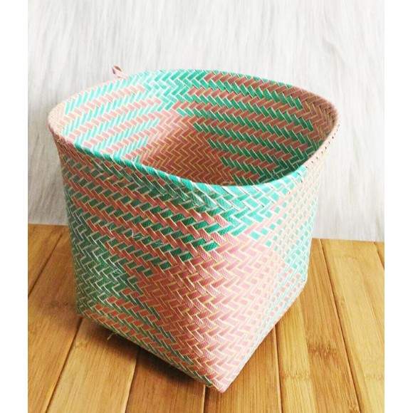 KERANJANG ANYAMAN PLASTIK WARNI-WARNI/STORAGE/POT