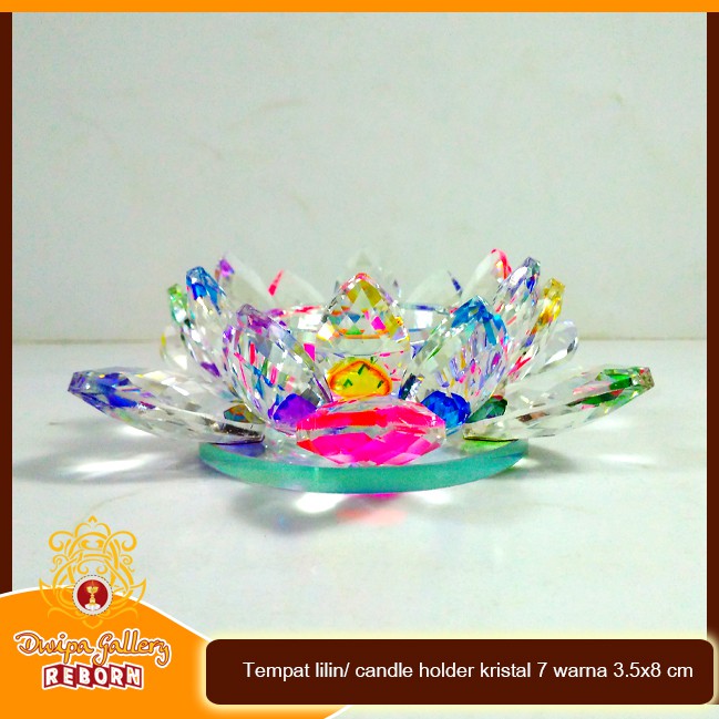 Tempat lilin/ candle holder kristal 7 warna 3.5x8 cm