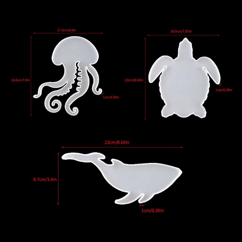 SIY  6Pcs Marine Organism Coaster Silicone Resin Molds Sea Turtle Dolphin Fish Octopus Tea Mat Ocean Coaster Molds Kit Tools