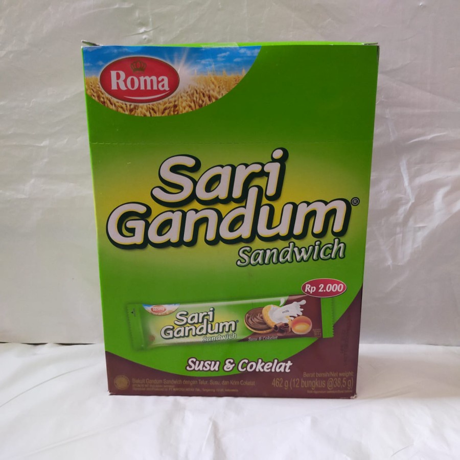 

Sari Gandum Sandwich Susu dan Coklat 12pcs