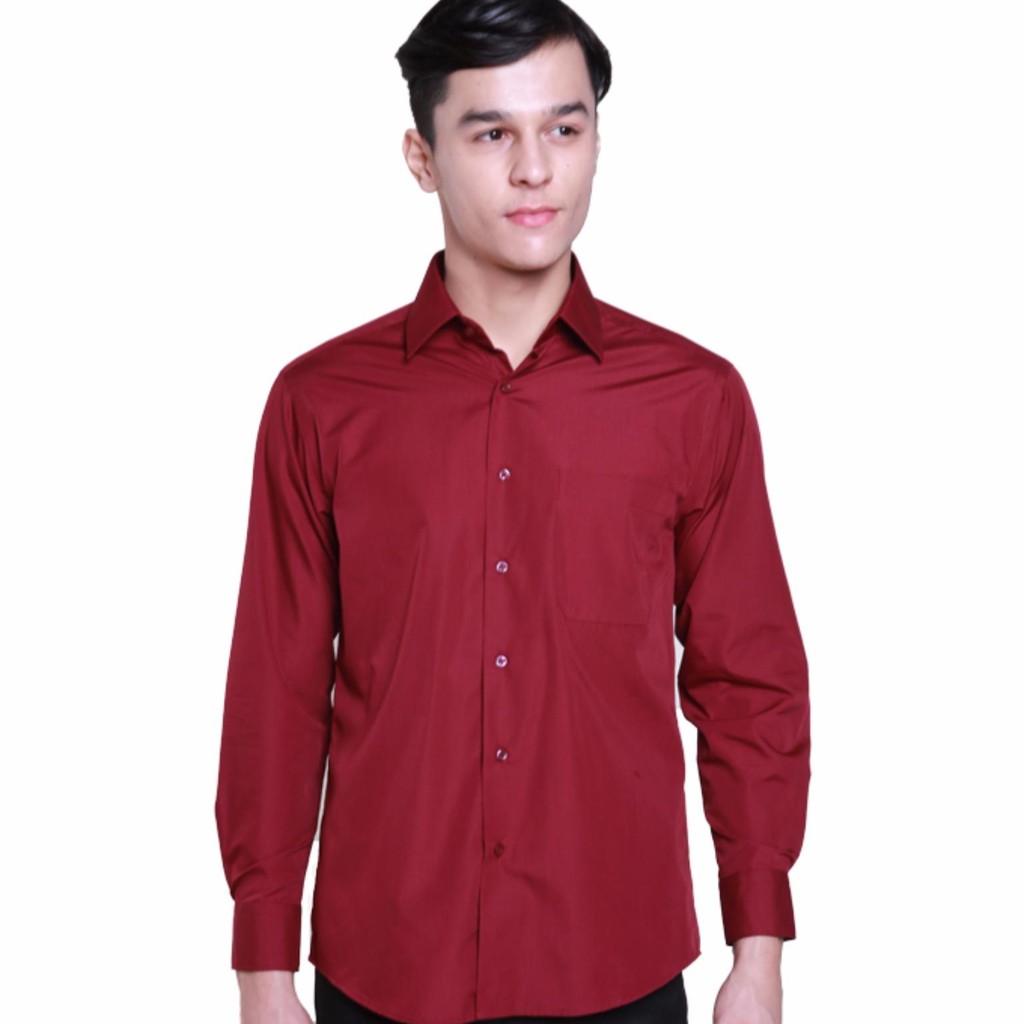 KEMEJA PANJANG PRIA POLOS KERJA MENS LONG SLEEVES MARUN