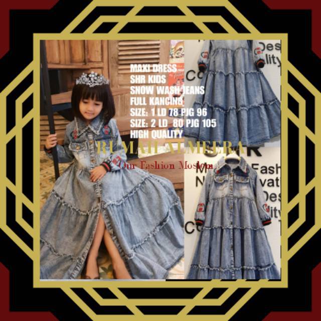 37.FASHION MUSLIM 2022 SOFT JEANS KIDS SHR IMPORT ✔BAJU GAMIS SYARI LEBARAN MURAH REAL PICT  VIDEO O