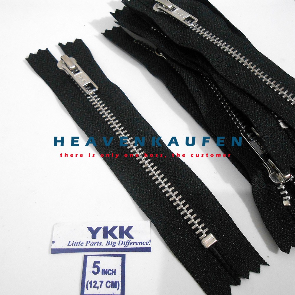 Resleting Jeans YKK 5 inch/12,7 cm Hitam-Silver