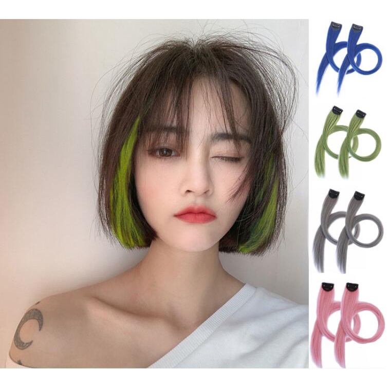 Roselife 1PC Wig / Rambut Palsu Extension Model Lurus Panjang Gelombang 40 Warna Tahan Panas Dengan Klip