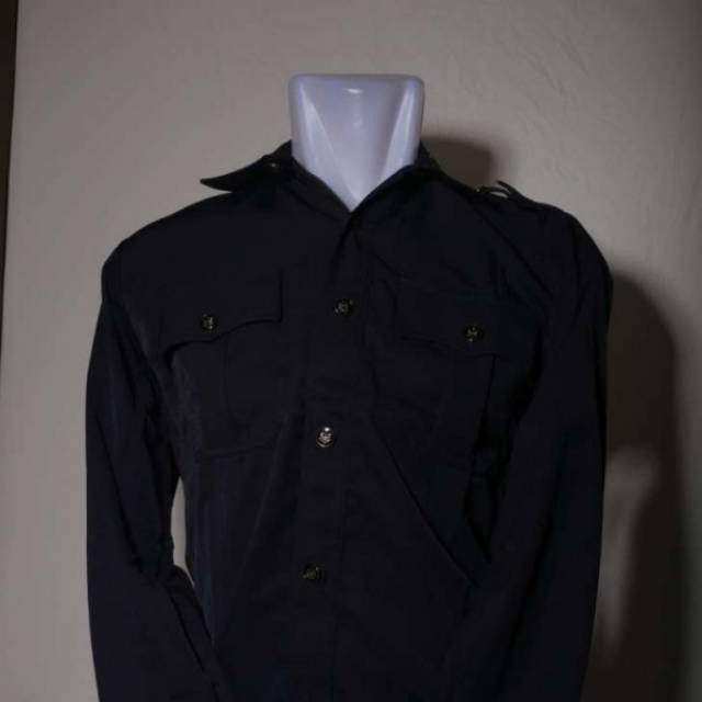 TERMURAH Seragam Safari Lengan Panjang Biru Dongker l Seragam Satpam l Security 1 Setel