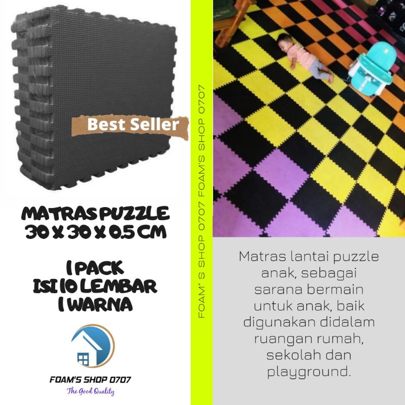 EVAMAT PUZZLE ALAS LANTAI BERMAIN ANAK 30x30x0.5 MEREK ECOMAT WARNA HITAM/BLACK