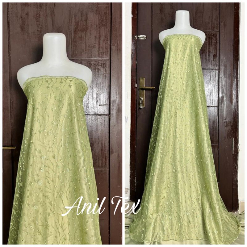 Termurah!!! bahan tille akar mutiara/bahan brokat akar mutiara/bahan kebaya (Motif Random)