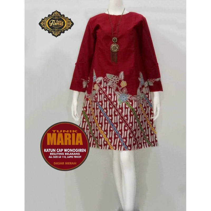 TUNIK MARIA LAPIS TRICOT RESLETING BELAKANG KATUN HALUS CAP WONOGIREN ASLI SOLO