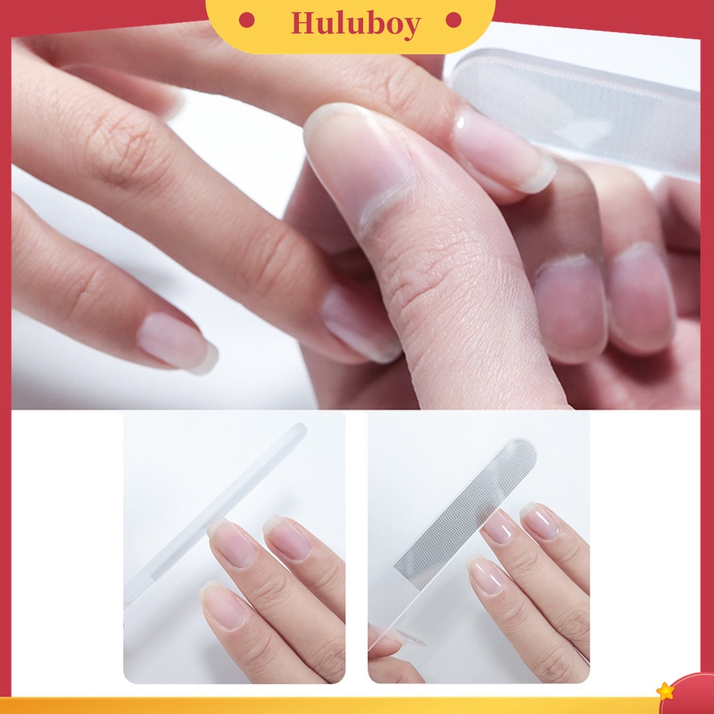 Huluboy Huluboy♡ Strip Kikir Kuku Bahan Kaca Transparan Tidak Berubah Bentuk Untuk Manicure