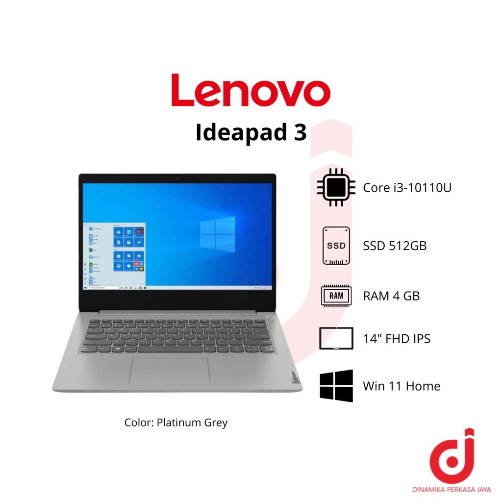 Lenovo IdeaPad Slim 3i-14IML05 Core i3-10110U 4GB 512GB SSD 14 HD TN W11+OHS Platinum Grey (81WA00PC