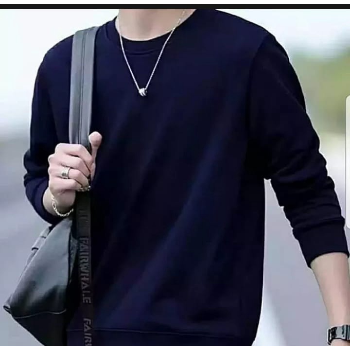 Crewneck Pria Wanita muda trendy Basic Polos Premium Bahan Fleece Tebal dan Halus Sweater Polos Harga Murah Size M L XL