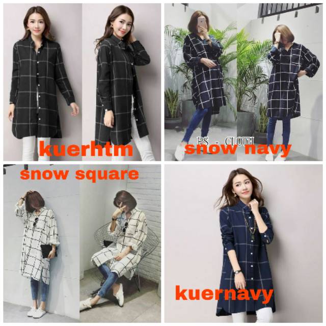 Gl snow square kuernavy kuerhtm LK Kotak KEMEJA WANITA MURAH KEMEJA FASHION KEKINIAN KEMEJA CASUAL