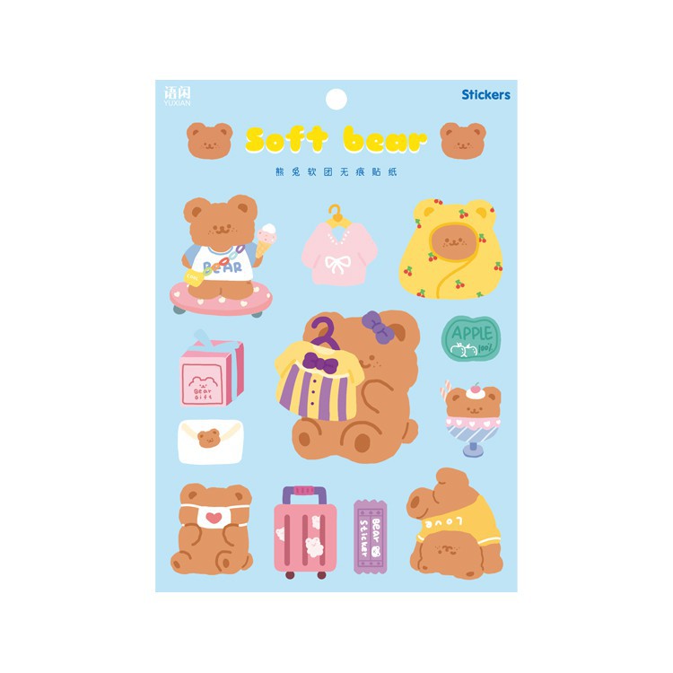 imoda 1Lembar Stiker Beruang Lucu DIY Perlengkapan Dekorasi Diary Stiker Untuk Scrapbook-I
