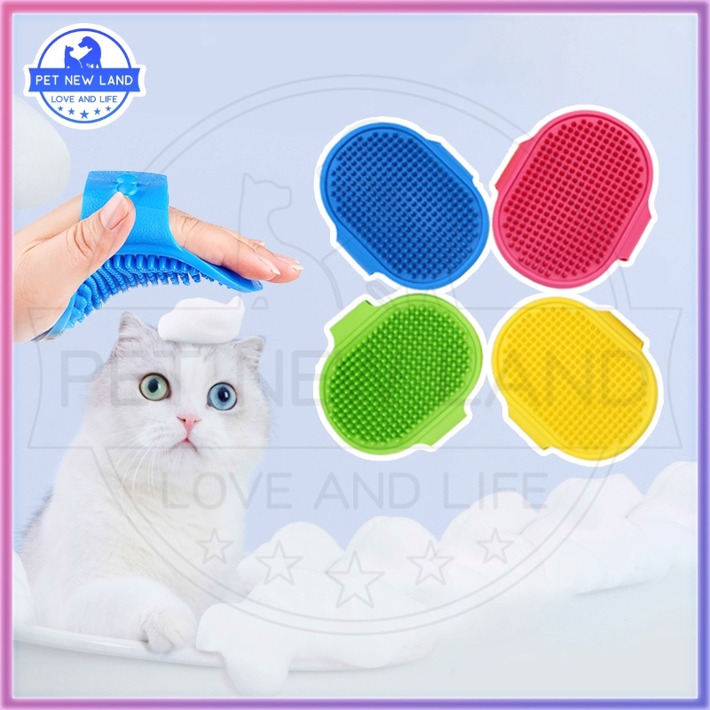 Sisir Mandi Karet Oval Kucing Anjing Sikat Pijat Silikon Pet Brush Grooming Hewan