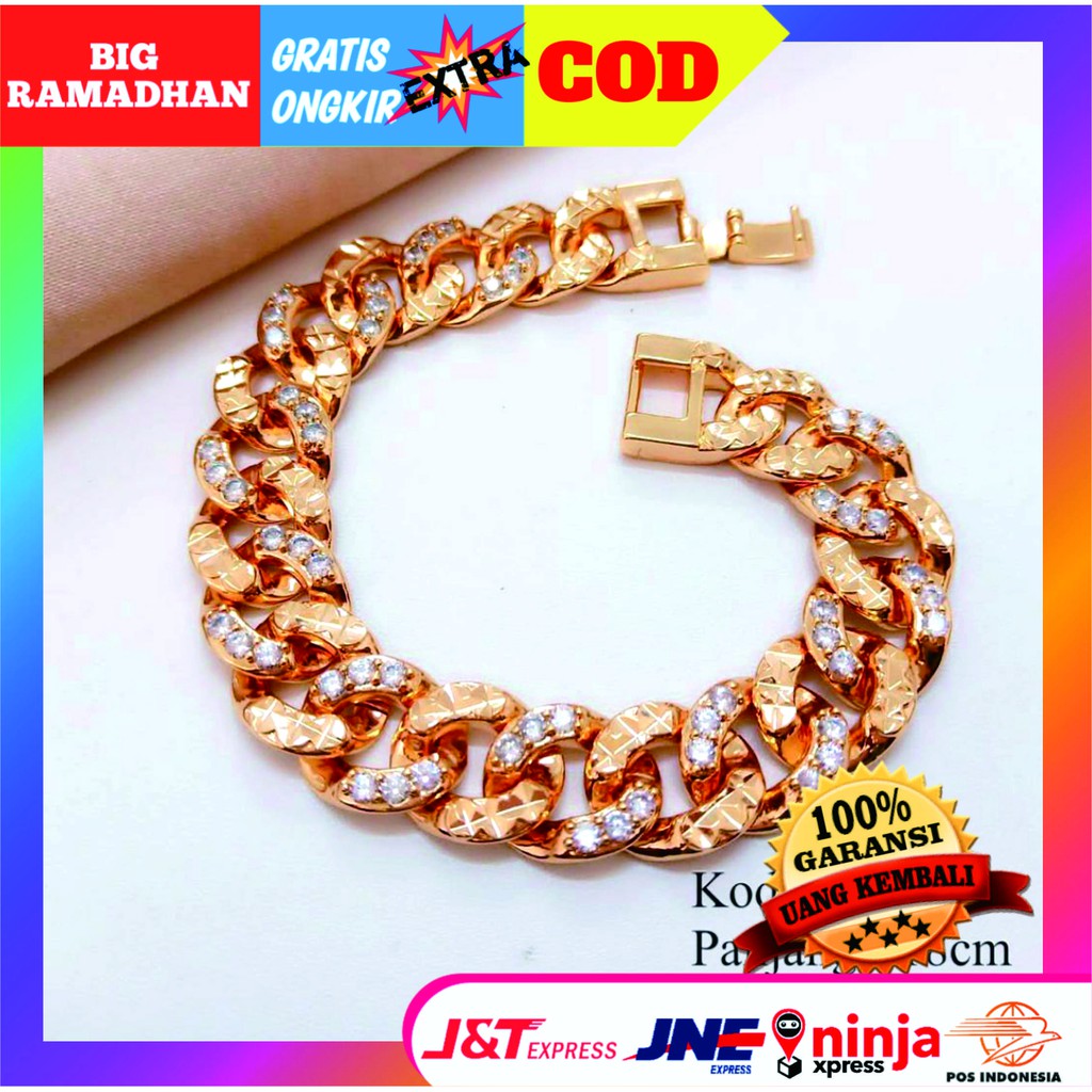 gelang rantai wanita titanium lapis emas anti karat