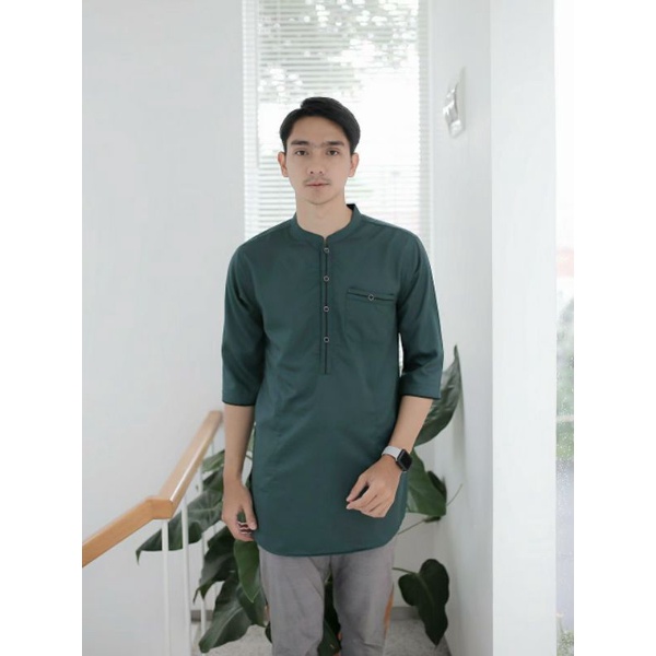 KOKO KURTA PAKISTAN BAJU MUSLIM PRIA WARNA NAVY Cream HIJAU BOTOL PUTIH HITAM ABU maroon M L XL