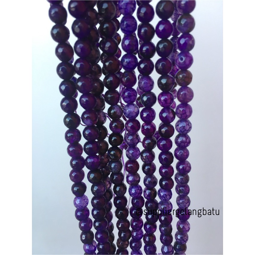 Batu kecubung serat FACET 6mm CUTTING purple amethyst bahan premium amatis amethys kasual korean