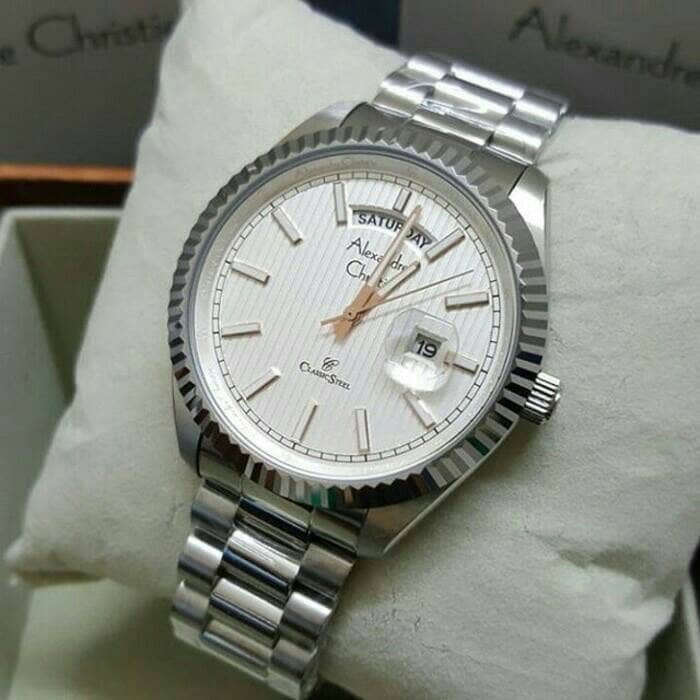 ALEXANDRE CHRISTIE WATCH AC 5004 PRIA SILVER WHITE ORIGINAL
