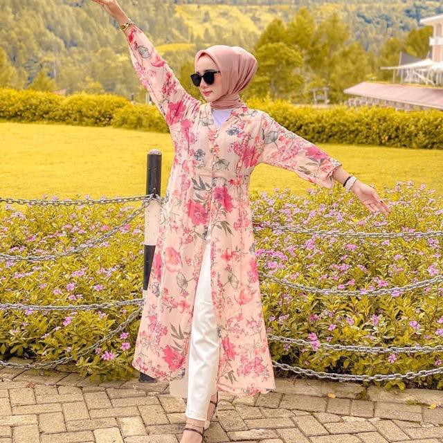 OSAKA DRESS belah tengah - mola cadigan motif serut