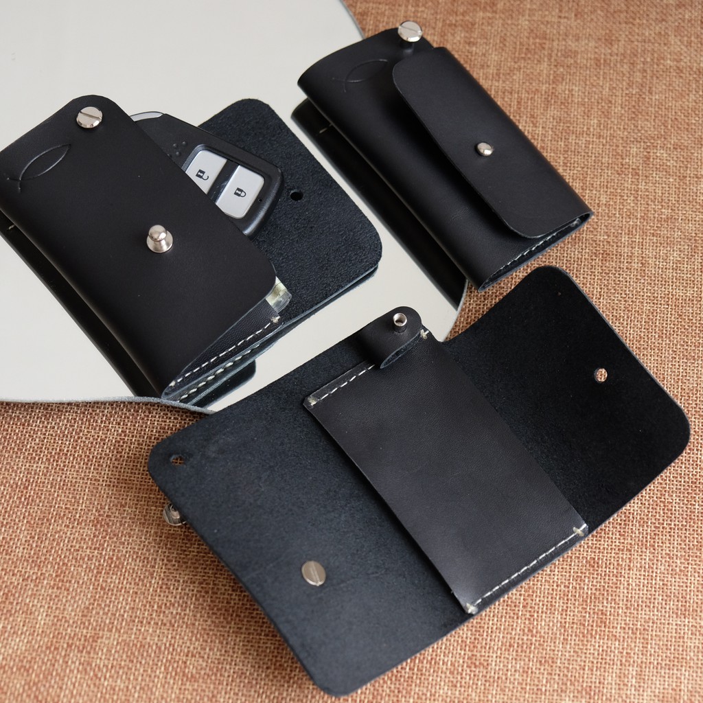 DOMPET KULIT KARTU KUNCI STNK Black Key Wallet