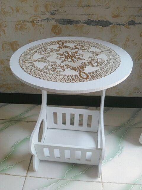 Bonus Taplak - Meja Kopi Bulat - Rak Buku - Meja Samping Sofa (1kg)