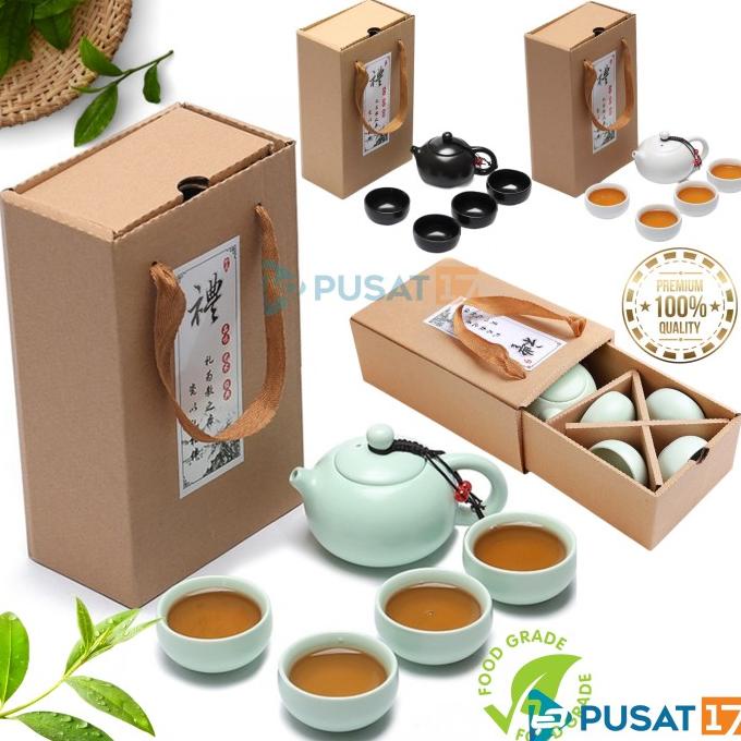 CHINESE TEA POT SET CERAMIC 4 CUP TEKO TEH CHINA 4 CANGKIR KERAMIK SET