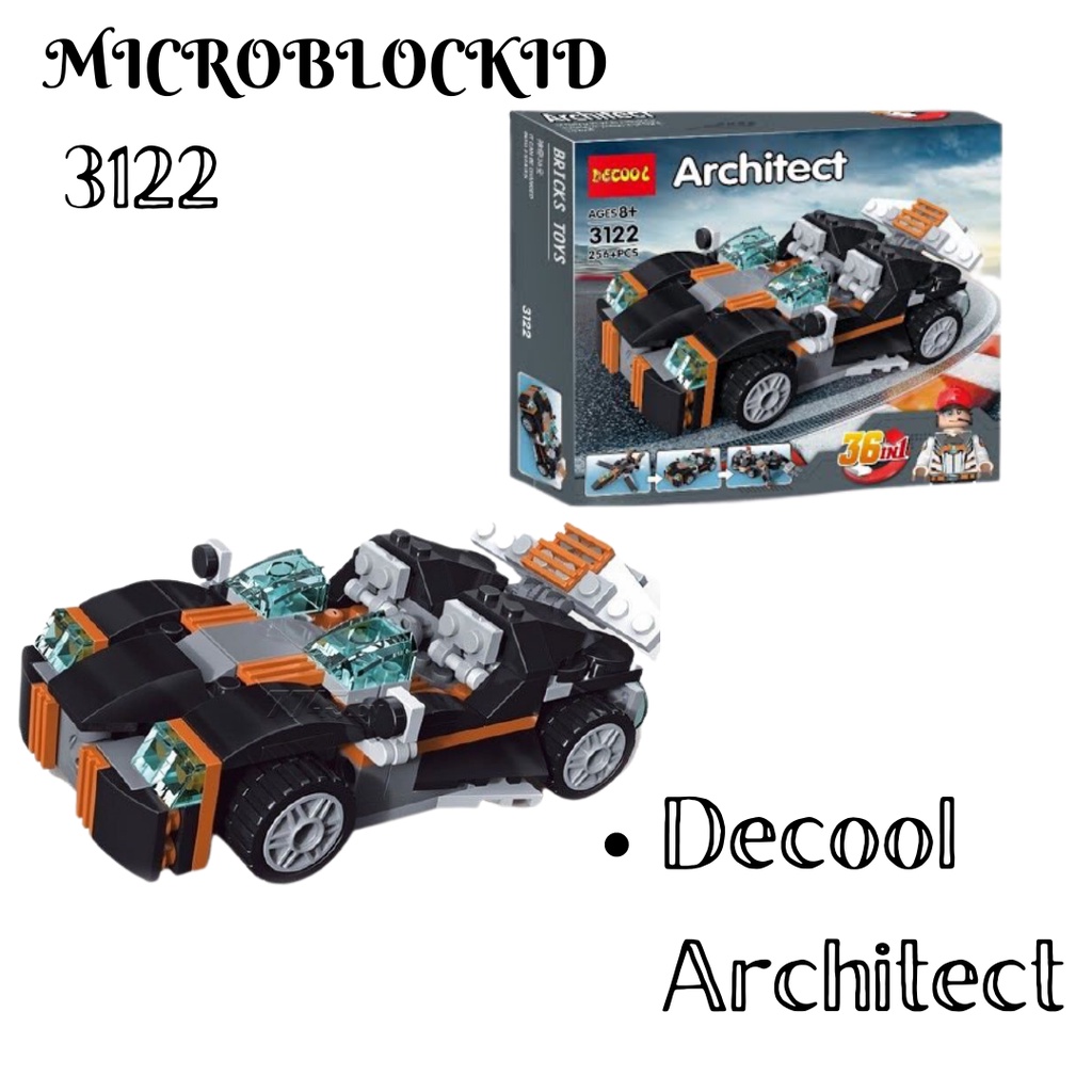 DECOOL ARCHITECT 36IN1 CARS 256PCS/MAINAN EDUKASI ANAK BRICK BLOCK MOBIL