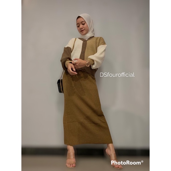rok span rajut /rok rajut [premium] tebal-Brown