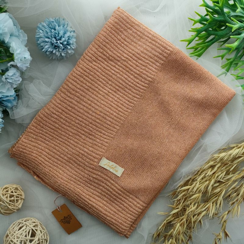 Pashmina Rajut Glitter PREMIUM By Adelus-Apricot