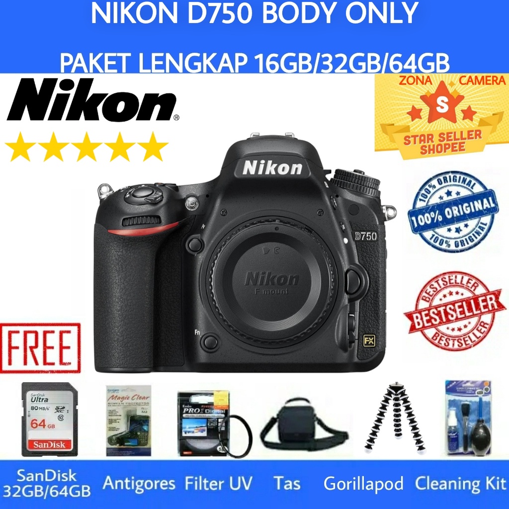 NIKON D750 BODY ONLY / NIKON D750 BODY / NIKON D750 BO - PAKET LENGKAP