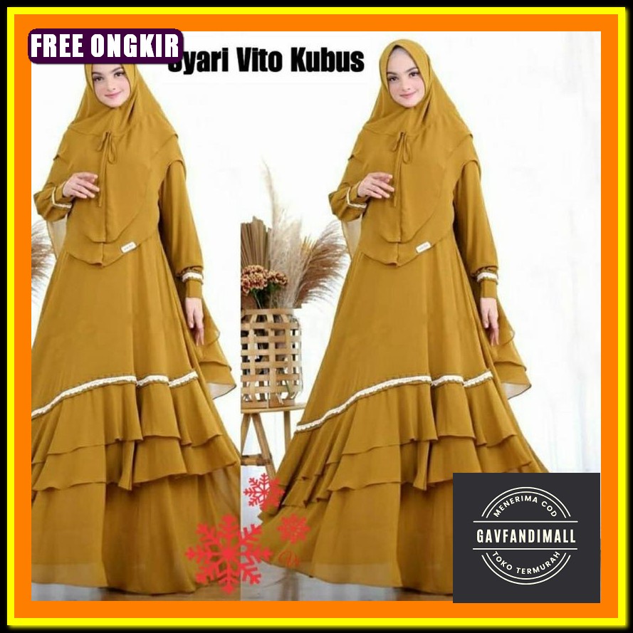 Khaila Maxi Dress Gamis Pesta Wanita Katun Rayon Gaun Muslimah Fashion Muslim Baju Kondangan Polos K