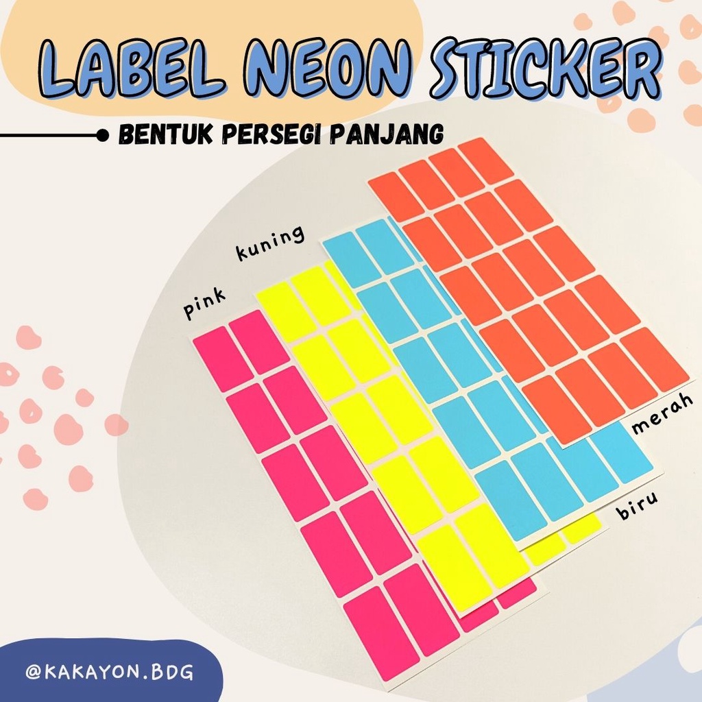 

Stiker Reward Label Persegi Panjang Polos Warna Neon Fluorescent