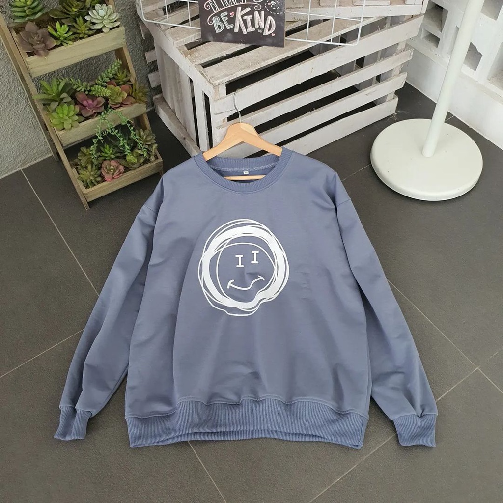 Sweatershirt  Smile Bahan Fleece Terbaru