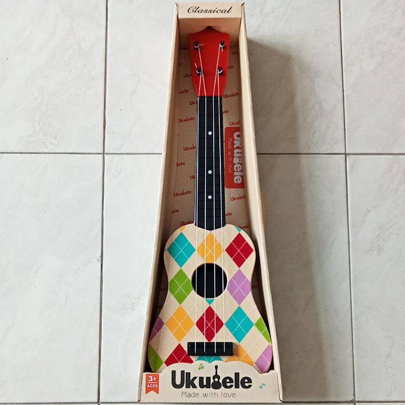 168C - Mainan Gitar Ukulele Bahan Plastik Tebal Warna Bagus 168C