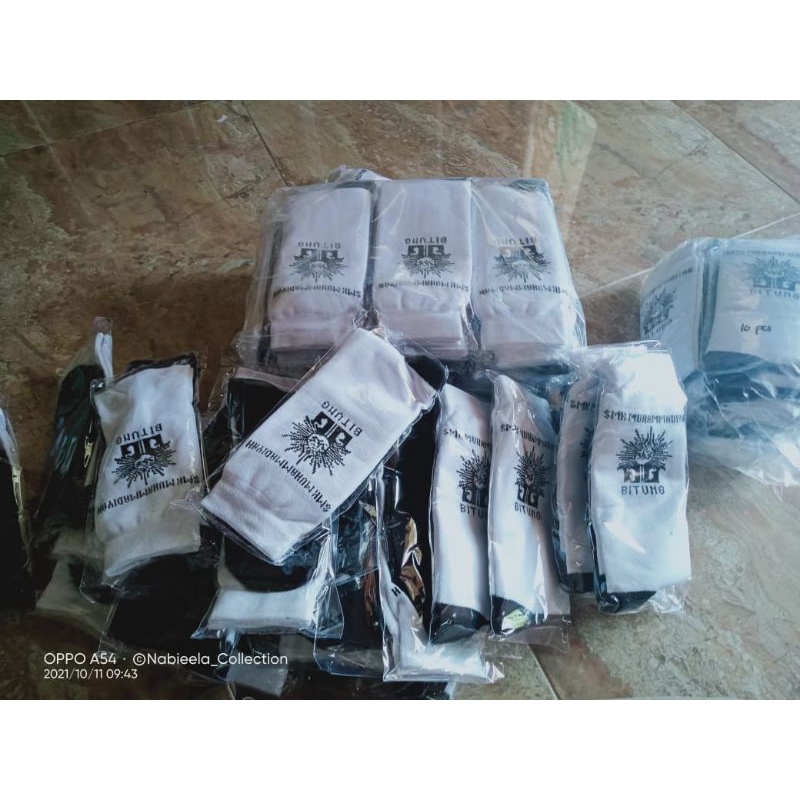 kaos kaki bordir custom logo sekolah(minimal 100 pasang)