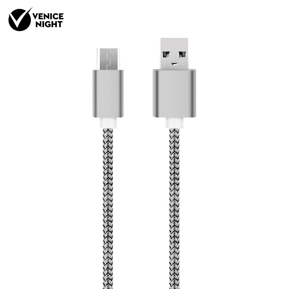 (Veni) Kabel Data/Charger Micro Usb Bahan Nilon Kepang 1m Untuk Android